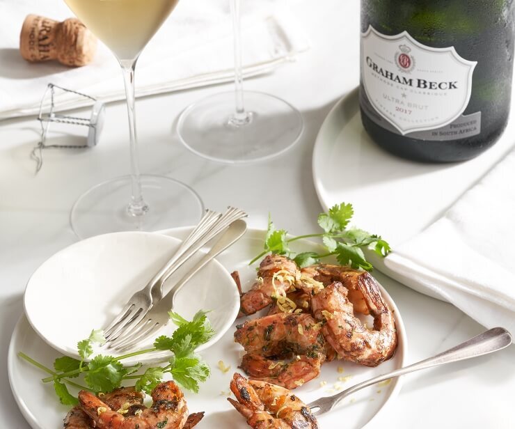 Pan-fried prawns with soy & ginger